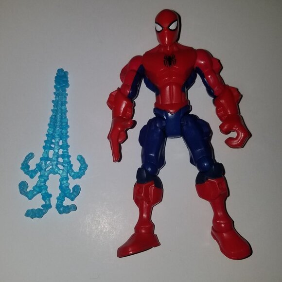 2 Marvel Super Hero Mashers Action Figures Captain America Spiderman + Web Lot - Picture 3 of 8